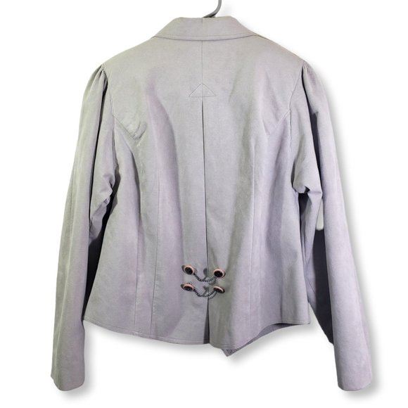 ULTRA SUEDE Women's Size 10 Gray, Pink Solid Blazer Jacket - Picture 2 of 9